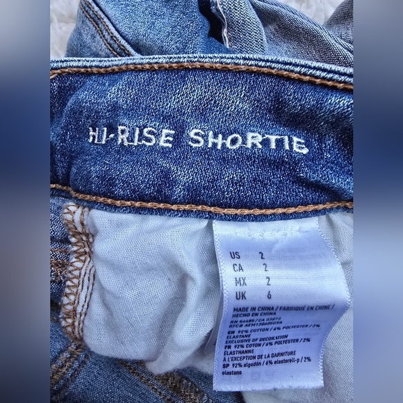 American Eagle Outfitters Hi-Rise Shortie Women's Blue Denim Shorts - Picture 8 of 9